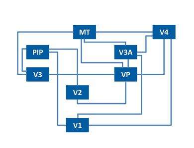 (Partial) flow diagram illustrating the many streams of visual information processes that take place in the visual cortex. It is important to note that information can flow in both directions.