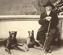 Otto von Bismarck and his dogs Tyras II und Rebecca; July 1891