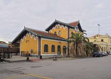 Front of Volos train station 30 September 2017