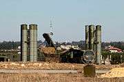 Two 5P85SM surface-to-air missile launchers and a 92Н6 radar guidance at Russia's Khmeimim airbase in Syria.