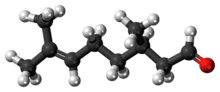 Ball-and-stick model of the (+)-citronellal molecule