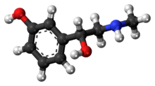 Ball-and-stick model of the phenylephrine molecule