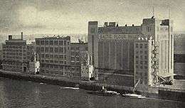 A photograph of the Baltic Flour Mill.