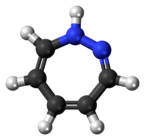 Ball-and-stick model of the 1,2-diazepine molecule