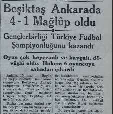Turkish newspaper Yeni Sabah announcing the Turkish championship title of Gençlerbirliği on 16 July 1941