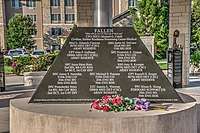detail of memorial showing the names of those killed