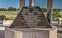 detail of memorial showing the names of the wounded