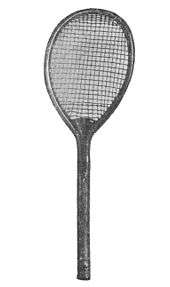 view of a tennis racket from 1876