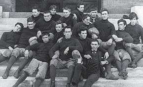 Black & white image illustrating the fall 1892 to spring 1893 Agricultural and Mechanical College of Alabama, now Auburn University, varsity football team. On the football is written: "93 Champions Ala & Ga.