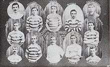 A series of small photographs of the upper body shots of a series of male football players.