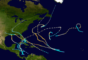 Track map of the 1926 Atlantic tropical cyclones