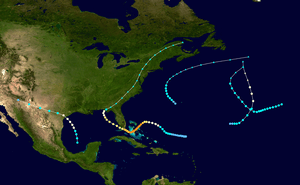 Track map of the 1929 hurricanes