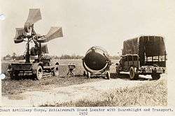 Coast Artillery sound locators and searchlight, 1932.