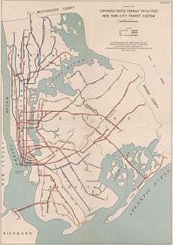 A map for a 1939 plan for expansion, which included building the Second Avenue Subway