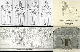 Four 19th-century sketches of Mahabalipuram
