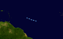 Track of a short-lived tropical depression across the Central Atlantic