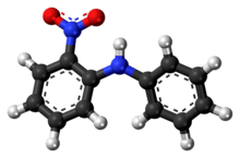 Ball-and-stick model of the 2-nitrodiphenylamine molecule