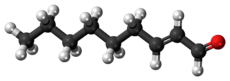 Ball-and-stick model of the 2-nonenal molecule