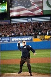 George W. Bush throwing a baseball