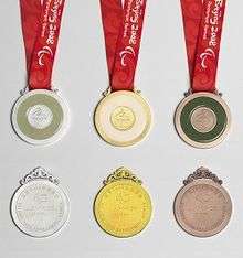 Six medals are shown to display the front and back of each. From left to right, silver, gold and bronze.