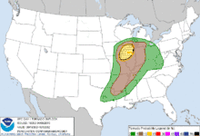 The SPC's midday tornado outlook, highlighting an enhanced risk for strong tornadoes across northern Illinois