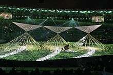 A scene from the opening ceremony of the 2016 Summer Olympics in Rio de Janeiro.