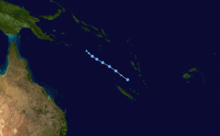 Track map of a Tropical Depression to the east of Vanuatu