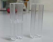 A one milliliter and three milliliter cuvette.