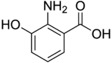 Skeletal formula of 3-hydroxyanthranilic acid