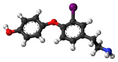 Ball-and-stick model of the 3-iodothyronamine molecule