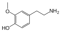 Skeletal formula of 3-methoxytyramine