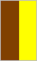 A two-toned rectangular shape, one half of which is brown and the other half gold