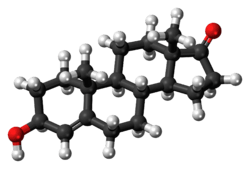 Ball-and-stick model of the 4-dehydroepiandrosterone molecule