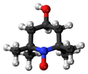 Ball-and-stick model of the 4-hydroxy-TEMPO molecule
