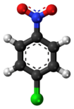 Ball-and-stick model of the 4-nitrochlorobenzene molecule