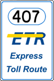 Highway 407 Express Toll Route marker