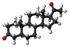 Ball-and-stick model of the 5α-dihydroprogesterone molecule