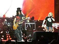 Guns N' Roses performing.