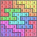 The previous puzzle, solved with digits in the blanks spaces.