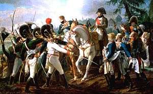 Napoleon speaks to Bavarian troops.