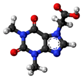 Ball-and-stick model of the acefylline molecule