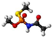 Ball-and-stick model of the acephate molecule