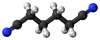 Ball-and-stick model of the adiponitrile molecule