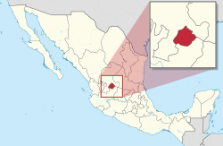 Map of Mexico with Aguascalientes highlighted