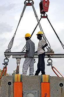 Workers during Aksum Obelisk re-installation