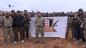 Fighters of the al-Bab military council, which is part of the TFSA's Hawar Kilis Operations Room, during the Battle of al-Bab