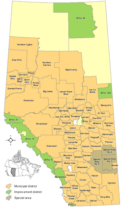 Locations of Alberta's rural municipalities