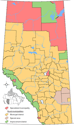 Locations of Alberta's specialized and rural municipalities