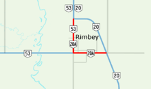 Alignment of Highway 20A in Alberta