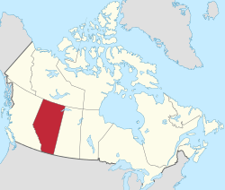 Map of Canada with Alberta highlighted in red
